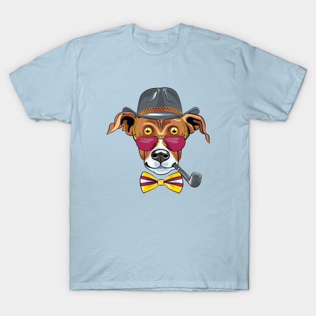 Hipster Greyhound Dog  in a hat, glasses and bow tie T-Shirt by kavalenkava